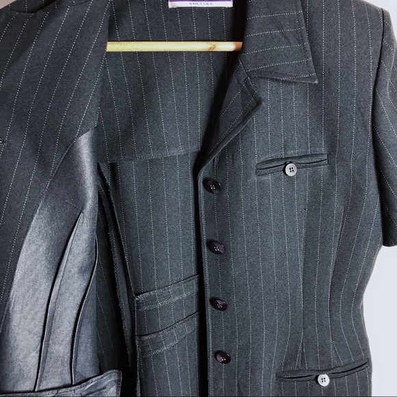 Vintage pinstriped maxi suit dress. - Picture 4 of 7